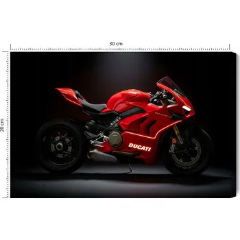 Obraz Obraz na plátně Neonový Motocykl na černém pozadí Ducati Panigale V4 30x20