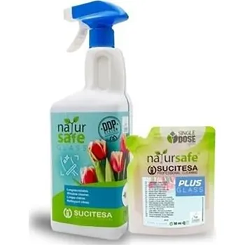Čisticí prostředek na okna SUCITESA NATURSAFE GLASS na okna s vůní vanilky 16x50 ml + láhev