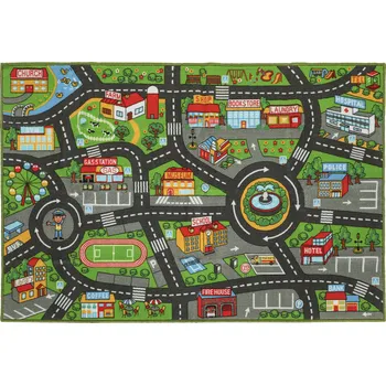 Hrací deka AIYAPLAY Dětská lezoucí podložka, hrací podložka 200x150x0,5 cm, protiskluzová lezoucí deka s protiskluzovou spodní stranou, městský motiv do dětského pokoje
