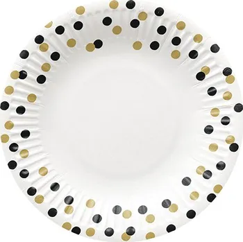 Talíř Papírový talíř malý - Confetti Gold Black