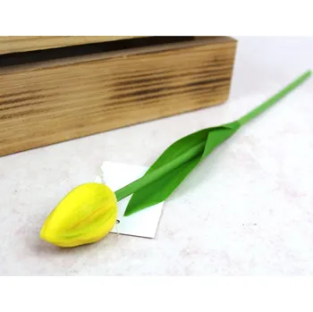 umělá květina Květina TULIPÁN gumová, výška 31 cm (květ 4,5x2 cm) ŽLUTÁ