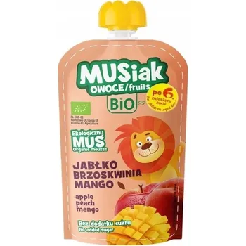 Dětská výživa Ovocné pyré pro děti jablko broskev mango BIO 120g MUSIAK