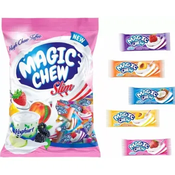 Bonbon Bonbóny MAGIC CHEW SLIM 1 kg fruit YOGHURT (Měkké žvýkací bonbóny / SLIM varianta / jogurt, meruňka, jahoda, broskev, kokos, mléko, třešeň, lesní ovoce)