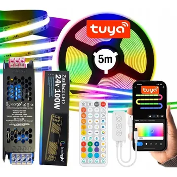 LED páska LED PÁSEK 5m COB NEON RGBIC WIFI TUYA APLIKACE DÁLKOVÝ OVLADAČ SADA NAPÁJECÍ ZDROJ 24V