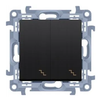 vypínač Schodišťový přepínač dvojitý černý matný Simon10 CW6/2.01/49