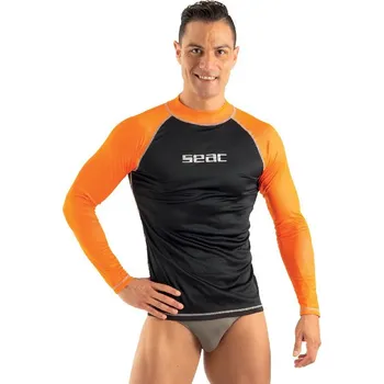 Neoprenové oblečení Triko rashguard s dlouhým rukávem pánské Seac Sub T-SUN oranžové, SEAC SUB XL