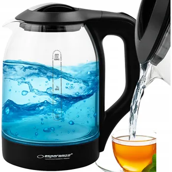 Rychlovarná konvice RYCHLOVARNÁ KONVICE SKLENĚNÁ PODSVÍCENÁ BEZDRÁTOVÁ ČERNÁ LED 1,7L VÝKONNÁ