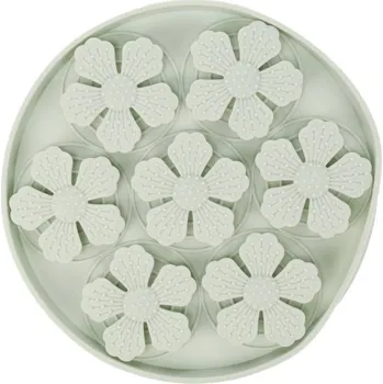 Miska pro psa Lízací podložka FLAMINGO Fleur kulatá silikonová světle zelená 20x2cm