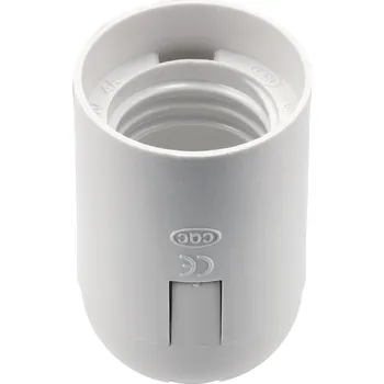 Objímka na žárovku Objímka E27 z plastu se závitem, bílá, hladká, patice E27