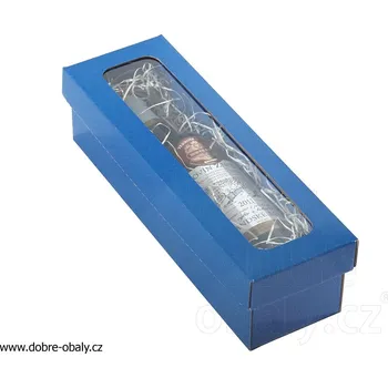 Dárková krabice na víno B s průhledným víkem MODRÁ - Dárková kra