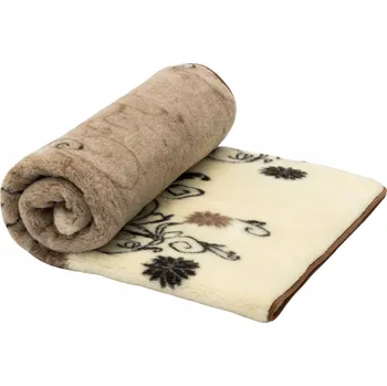 deka Koc Wełniany Merino Australská Vlna 100% Vlněný elegantní vzor hnědá béžová 180x200