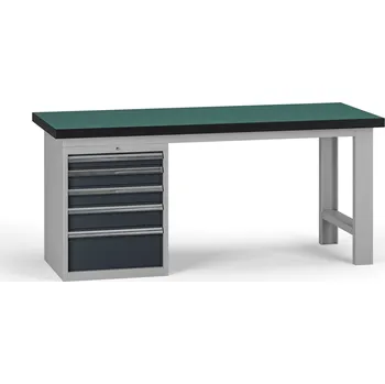 Dílenský stůl B2B Partner Pracovní stůl do dílny G8, 1800 x 750 x 800 mm, 1x kontejner, 5 zásuvek, grafit