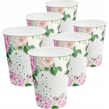 Party nádobí KELÍMKY Růžové Růžičky 6 kusů NA JEDNO POUŽITÍ ROSES