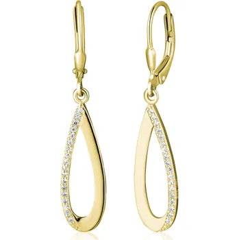 Náušnice Pozlacené stříbrné visací náušnice se zirkony JVD SVLE2256XJ6GO00