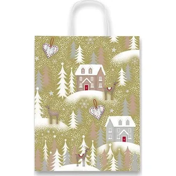 Vánoční dárková taška Fantasia Winter 26 × 34,5 × 12 cm - zlatá