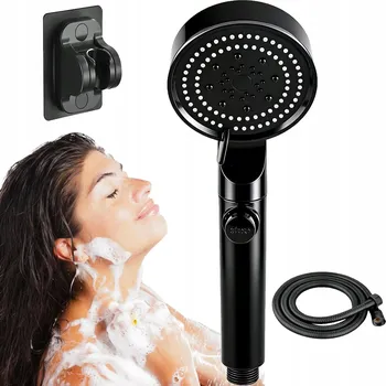 Sprchová hlavice SPRCHOVÝ SET ČERNÁ SPRCHOVÁ HLAVICE + HADICE EKOLOGICKY ÚSPORNÝ DRŽÁK