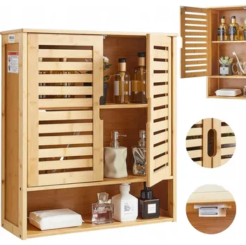 Koupelnový nábytek Bílá závěsná koupelnová skříňka nad toaletu – regál, police, organizér