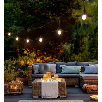 Venkovní osvětlení Trio Leuchten R74771932 CHAIN - Venkovní retro řetěz do pergoly, 10 x E27 1W, 3000K, 6,5m, IP44 (Retro LED řetěz do pergoly)