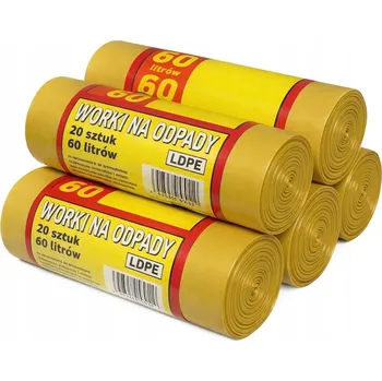 Pytle na odpadky ŽLUTÉ pytle na tříděný odpad, plast a kovy 60L - 100 ks