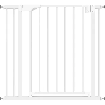 Dětská zábrana PawHut Schodišťová branka, Bezpečnostní branka bez vrtání, s automatickým zavíráním pro děti, Kuchyň, Schody, 76-89 x 76 cm, Bílá