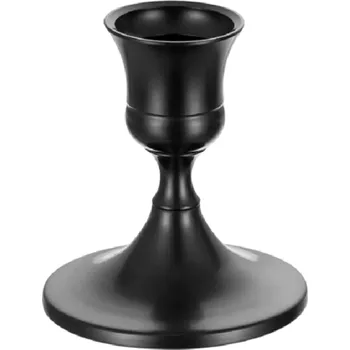 Svícen Elegantní kovový svícen na svíčku 2,2 x 6,7 x 7 cm Stolní dekorativní stojan na svíčky Slitina hliníku Lehký doplněk pro oslavy a interiér černá