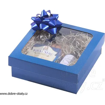 Dárková krabice M s průhledným víkem MODRÁ - Dárková krabice M s