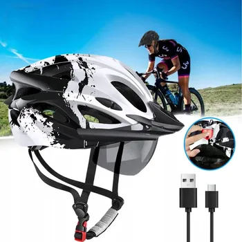 Cyklistická přilba Univerzální cyklistická PŘILBA na kolo se světlem, velikost L (57-62 cm)