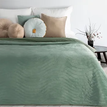 Přehoz na lůžko Elegantní sametový přehoz na postel LUIZ10 zelený Rozměr přehozu (šířka x délka): 170x210cm
