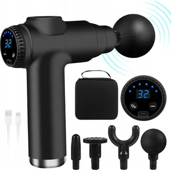 Masážní přístroj MASÁŽNÍ PISTOLE MASÁŽNÍ PŘÍSTROJ IDEÁLNÍ NA ZÁDA TĚLA RELAX GUN 4 NÁSTAVCE