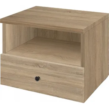 Noční stolek Noční stolek závěsný, šuplík s úchytkou a policí, dub sonoma, šířka 40 cm