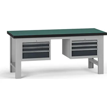 Dílenský stůl B2B Partner Pracovní stůl do dílny G8, 1800 x 750 x 800 mm, 2x kontejner, 6 zásuvek, grafit