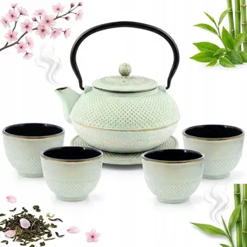 Konvice na čaj KONVICE LITINOVÁ ZÁZVOR 1,5 L, VAŘIČ ČAJE, 4 ŠÁLKY, LITINOVÁ PODLOŽKA