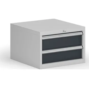 B2B Partner Závěsný dílenský box ke stolu G8, 2 zásuvky, 560 x 600 x 383 mm, grafit