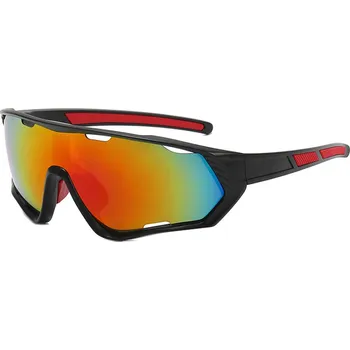 cyklistické brýle Techsuit - Cyklistické brýle (9330) - pro cyklistiku, sportovní outdoorové aktivity, PC rám a čočky, unisex - černé / červené / oranžové