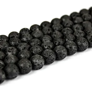 Drahý kámen Přírodní láva - černá - ∅ 8 mm - 1 ks