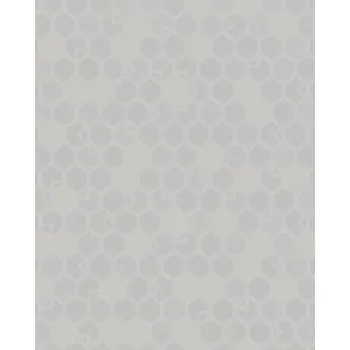 Tapeta GEOMETRICKÁ VINYLOVÁ TAPETA DO OBÝVACÍHO POKOJE ŠEDÁ STŘÍBRNÁ ŠESTIÚHELNÍKY TAPETY