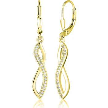 Náušnice Pozlacené stříbrné visací náušnice se zirkony JVD SVLE2517XJ6GO00