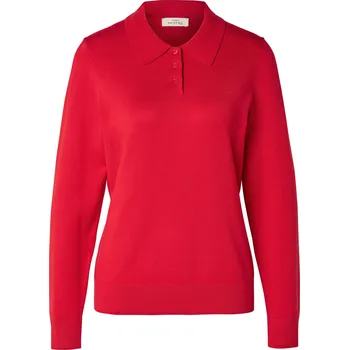 Dámské oblečení 728765 - Tchibo - Svetr z jemného úpletu s polo límečkem - pro ženy - vel. S 36/38 - barva: červená