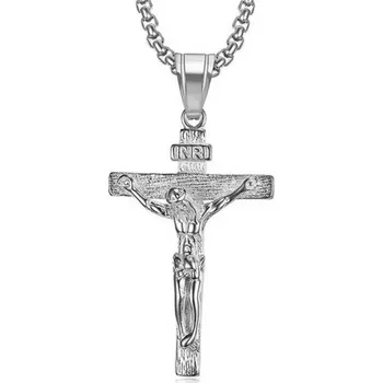 Přívěsek Přívěsek z chirurgické oceli Ježíš na kříži Stříbrný, Model BEZ ŘETÍZKU (pouze přívěsek) Impress Jewelry 211103152905SL