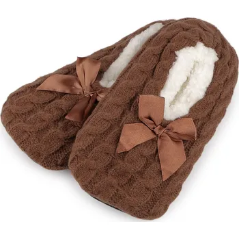 Dámské baleríny Dámské zimní balerínky s protiskluzem, střední, 22 (vel. 35-38) hnědá světlá