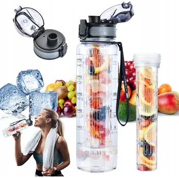 Láhev PŘENOSNÁ SPORTOVNÍ LÁHEV LAHEV NA PITÍ NA VODU SE STUPNICÍ 1000 ML DO ŠKOLY PRÁCE