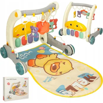 Odrážedlo Vzdělávací podložka chodítko odrážedlo s klavírem 2v1 Bibi-inn šedá