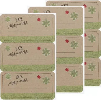 Zavařovací pomůcka Papírové etikety 100 % domácí výroba, 9 ks, květiny