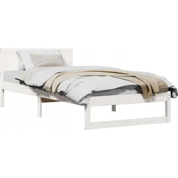 Postel Rám postele z masivního borovicového dřeva, bílý, 75 x 190 cm