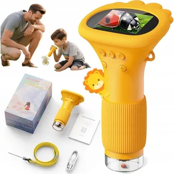 Mikroskop DIGITÁLNÍ MIKROSKOP S LED A HD DISPLEJEM 2MP 1000X VZDĚLÁVACÍ KAPESNÍ USB SADA