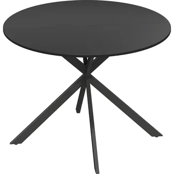 Jídelní stůl Kulatý jídelní stůl HOMCOM pro 4 osoby, kuchyňský stůl v industriálním stylu s ocelovými nohami, do jídelny, kuchyně, černý