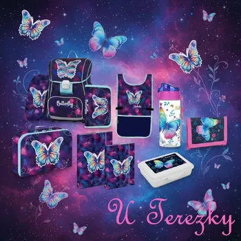 Školní batoh Oxybag Školní sada set Premium Motýl 10 ks Školní batoh , penál, sáček a doplňky 3-70625/010