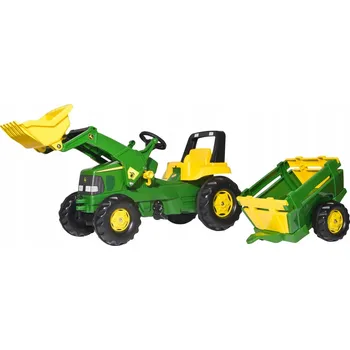 Dětské šlapadlo Rolly Toys šlapací traktor s lžící a přívěsem Junior John Deere 3-8 let
