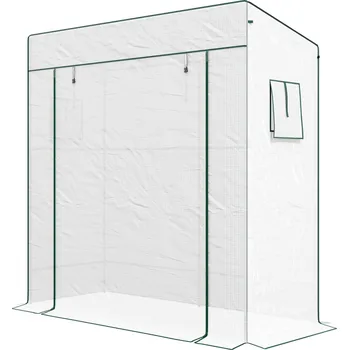 Fóliovník Zahradní fóliovník se skosenou střechou, 196 x 77 x 178-197 cm | bílý