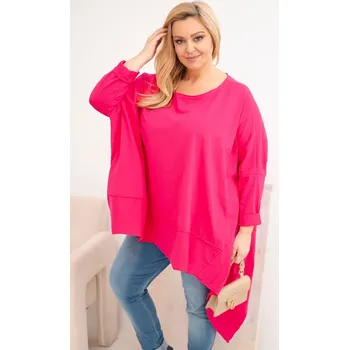 Dámská halenka Kesi Dámská tunika Plus Size z bavlny s asymetrickým spodním lemem Barva: Růžová, Velikost: UNI